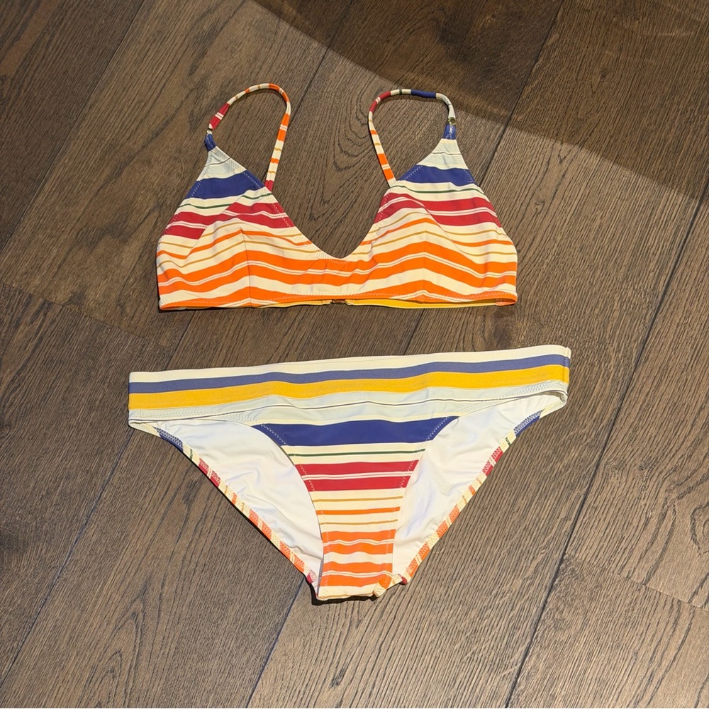 Stella McCartney Orange, Yellow, Blue & Red Striped Bikini